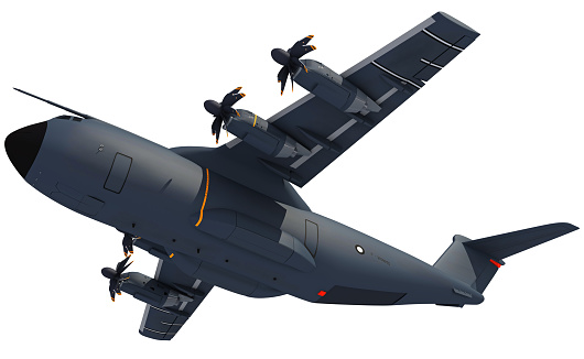 Military aircraft 3D rendering on white background