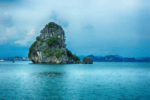 Beautiful landscape karst islands view Halong Bay in Vietnam