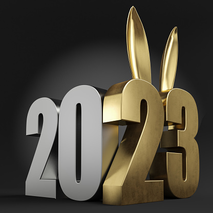Chinese Zodiac. 2023 Year of The Rabbit Concept. 3D Render