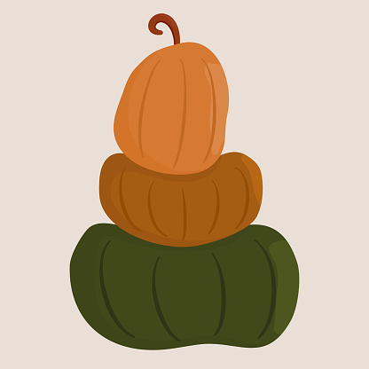 cute colorful pumpkins stack halloween and thanksgiving fall autumn cozy vector illustration