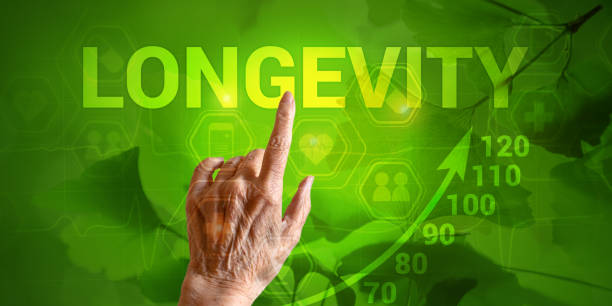 Hand of elderly woman points to inscription Longevity against background of icons, age-increasing graphics and ginkgo biloba leaves Hand of elderly woman points to inscription Longevity against the background of icons, age-increasing graphics and ginkgo biloba leaves 80s stock pictures, royalty-free photos & images
