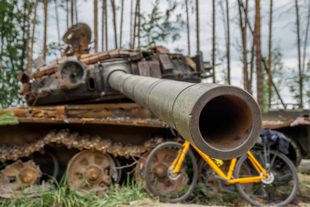 istock The rusty hull of a broken tank 1413969715