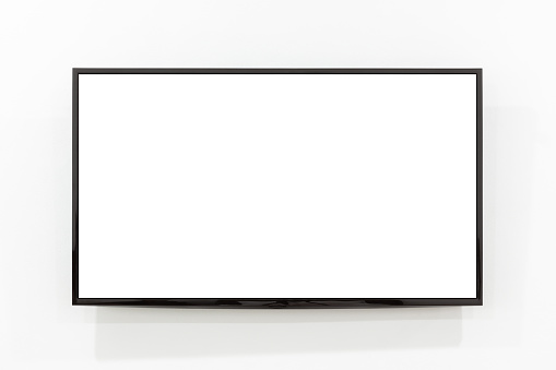 big flat screen television with clipping path