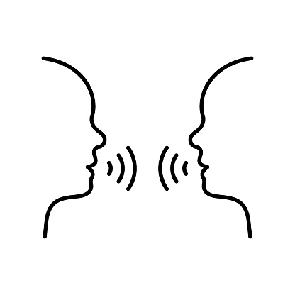 Two Man Talk Line Icon. People Face Head in Profile Speak Linear Pictogram. Person Conversation Speech Outline Icon. Communication Discussion. Editable Stroke. Isolated Vector Illustration.