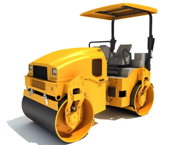 Photo of Compact Tandem Vibratory Road Roller 3D rendering