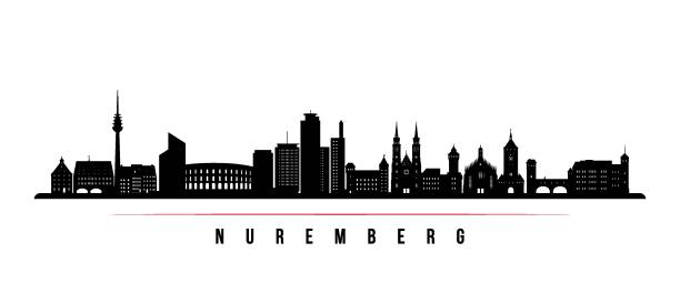 Nuremberg skyline horizontal banner. Black and white silhouette of Nuremberg, Germany. Vector template for your design. Nuremberg skyline horizontal banner. Black and white silhouette of Nuremberg, Germany. Vector template for your design. nuremberg stock illustrations