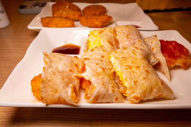 Taiwanese love and delicious breakfast, hash browns and omelettes