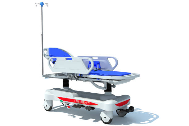 istock Stretcher Trolley medical equipment 3D rendering on white background 1413972479