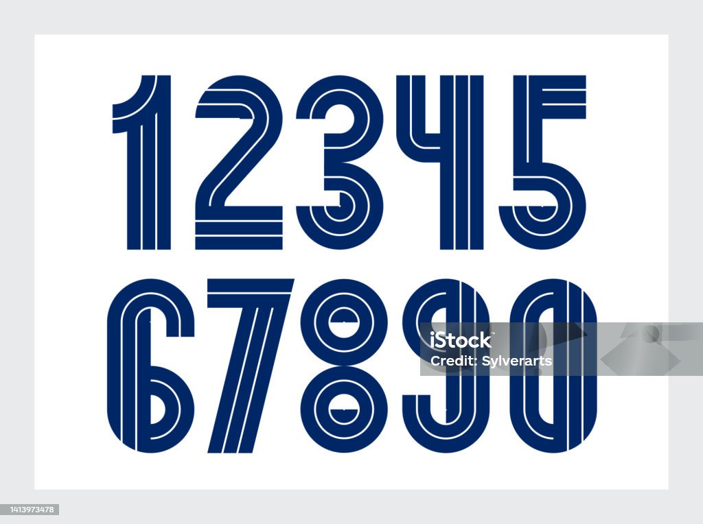 Geometry Style Numbers Geometric Numbers Set Vector Digits Retro 90s Style Trendy Numerals ...