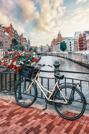 Amsterdam city in the evening, Netherlands