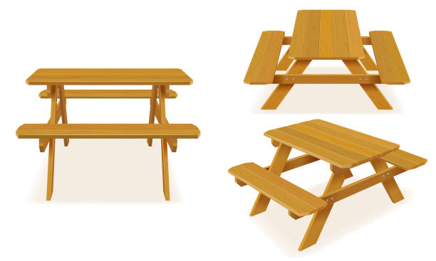 istock benches with a picnic table in the garden or park vector illustration 1413982249