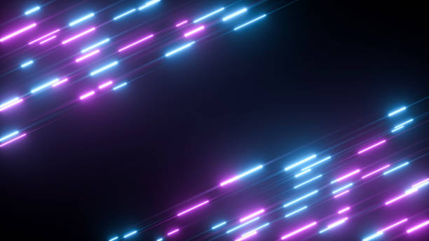 istock Beautiful abstract neon lines in red and blue color, neon background - 3D rendering 1413982822