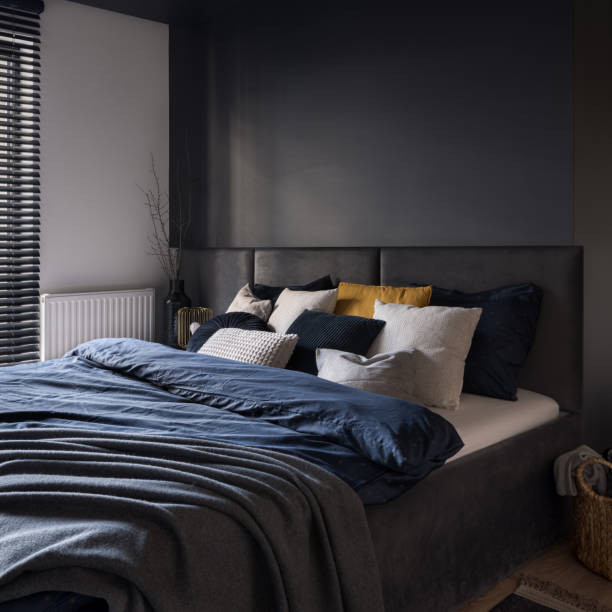 istock Big bed in modern bedroom 1413985070