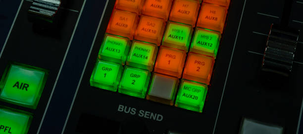 istock audio video tele timeline with buttons indicators toggle switches close-up with beautiful defocus. music television technology concept 1413985902