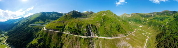 istock Aerial drone panoramic view of Transfagarasan route, nature in Romania 1413987724