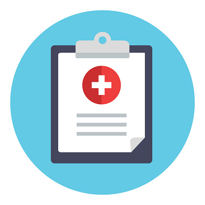 istock Medical report vector icon in circle 1413990420