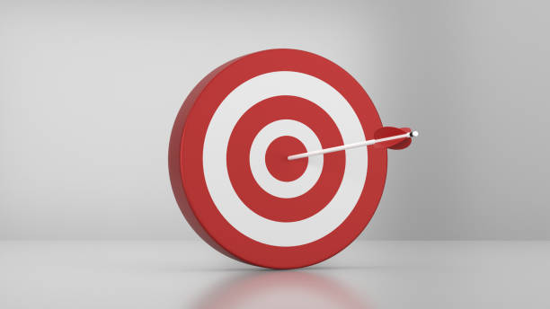 istock Red Dartboard and arrow on the Gray background. 1413992301