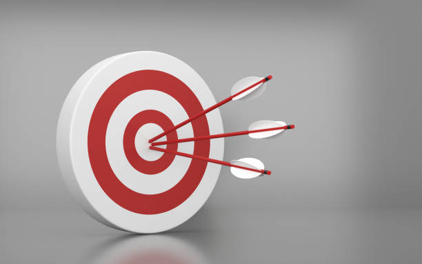 istock Red Dartboard and arrow on the Gray background. 1413992361
