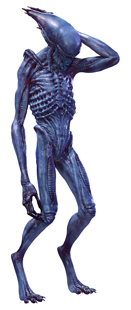 3D rendering of a blue male alien isolated on white background