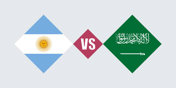 argentyna vs arabia saudyjska koncepcja flagi. ilustracja wektorowa. - saudi arabia argentina stock illustrations