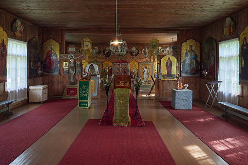 Uusi Valamo orthodox monastery, church interior inside.