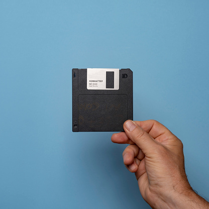 old floppy disk for data storage on hand