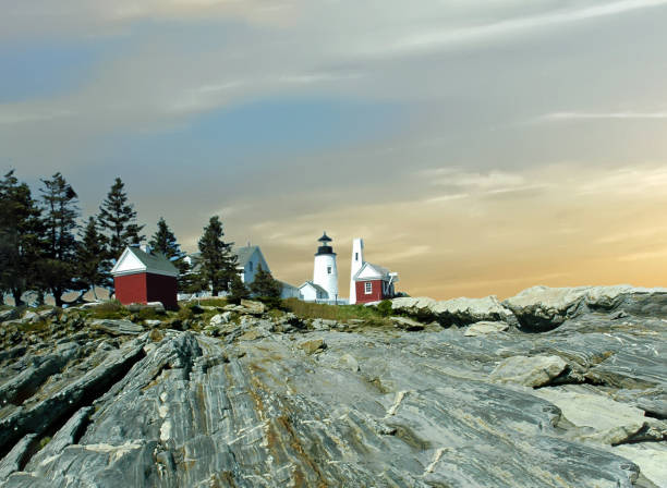 Lighthouse and Rocky Atlantic Coast-Pemaquid Point Maine