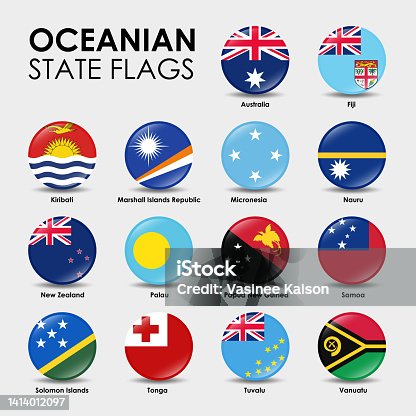 istock Set of Oceanian flags 1414012097