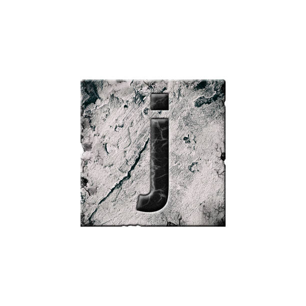 istock Letter j. Alphabet on stone blocks. Lowercase. Isolated on white background. Education. Design 1414012562