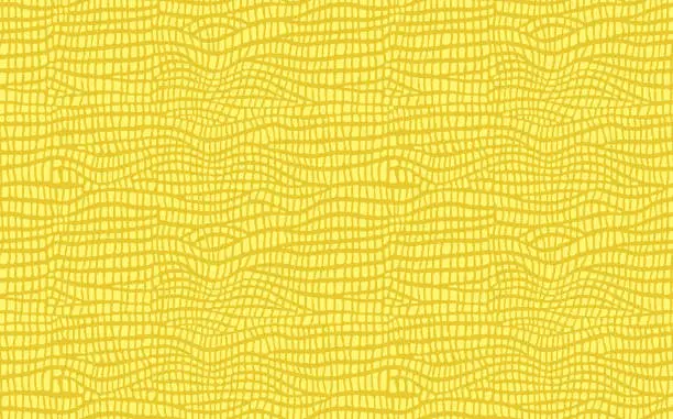 Vector illustration of Abstract modern crocodile leather seamless pattern. Animals trendy background. Yellow decorative vector illustration for print, fabric, textile. Modern ornament of stylized alligator skin