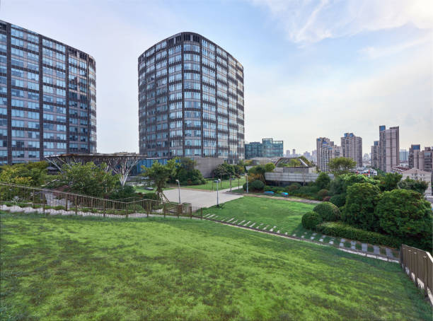 istock Modern buildings and roof gardens 1414015479
