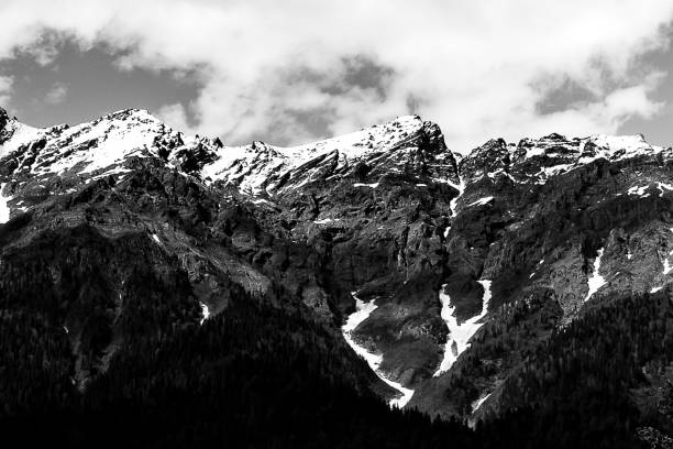 istock Black and white mountain landscape. 1414016508