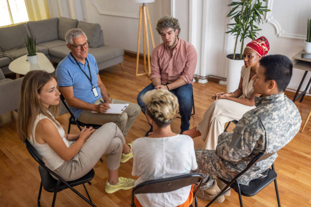 istock Multiracial people at the support group psychotherapy 1414017377