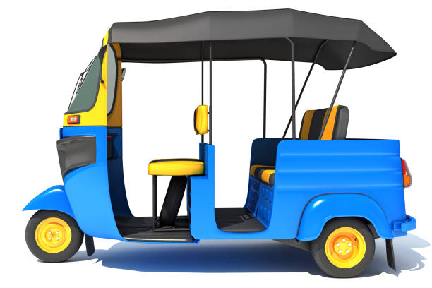 istock Mini Taxi Auto Rickshaw 3D rendering on white background 1414019787