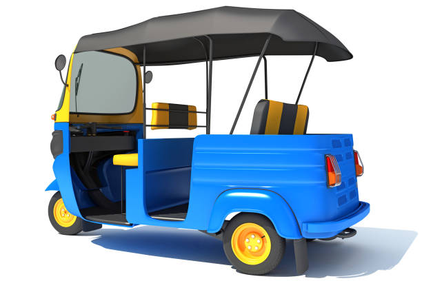 istock Mini Taxi Auto Rickshaw 3D rendering on white background 1414019789