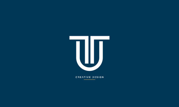 tu, ut abstract initial letters luksusowe logo monogram - capital letter luxury blue image stock illustrations