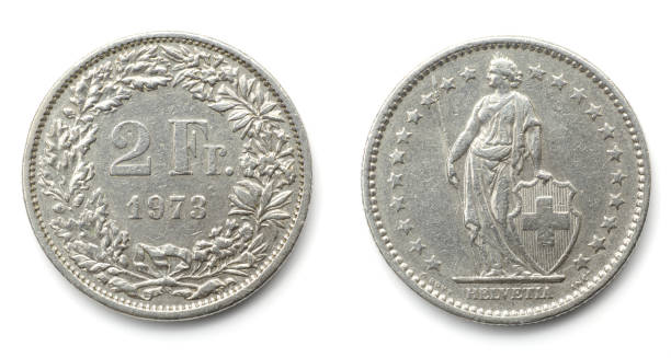 スイス2フラン硬貨 - swiss currency coin swiss francs swiss coin ストックフォトと画像