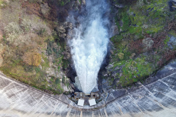 istock aerial view of a dam evacuating water 1414024519