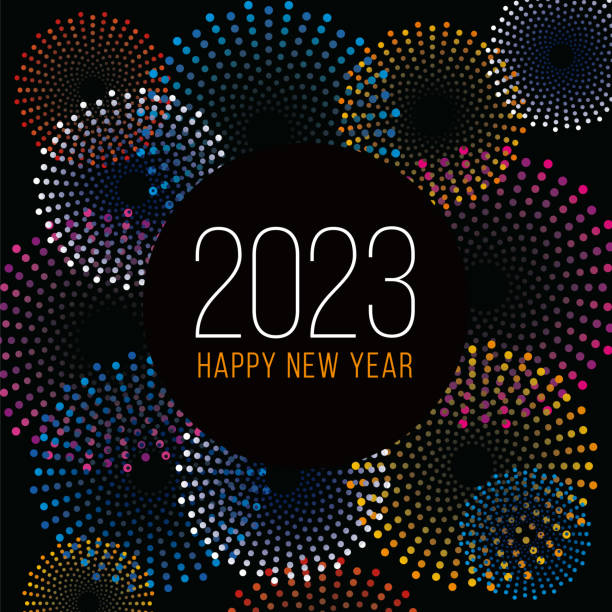 2023 - Happy New Year Background with Fireworks. vector art illustration