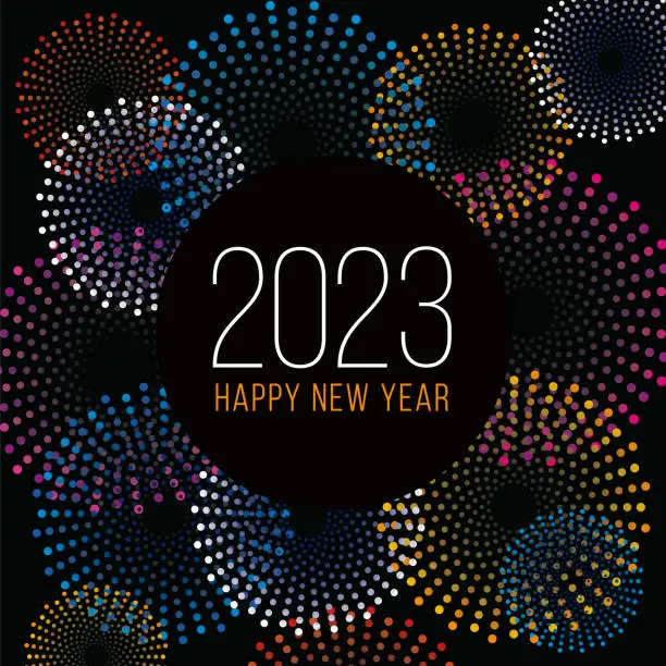 Vector illustration of 2023 - Happy New Year Background with Fireworks.