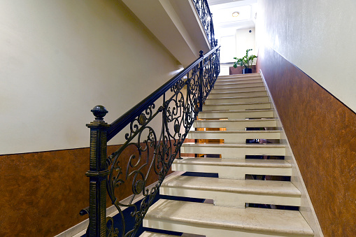 Staircase leading the top floor.