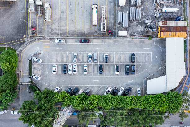 istock Aerial view of parking lot 1414034657