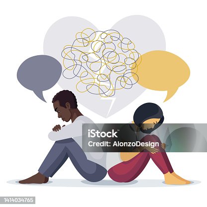 istock Mixed Race Couple problems. Couple therapy. Relationship and marriage problems. 1414034765