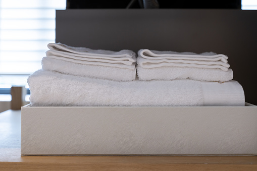 Neatly stacked towels