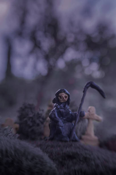 istock Toy cemetery model with Death figure for Halloween selebration 1414036136