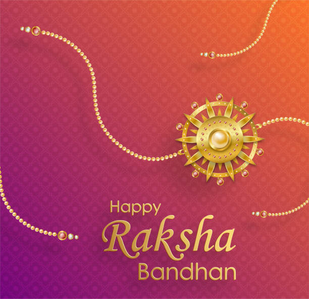 Happy Raksha Bandhan Happy Raksha Bandhan, the Indian festival, with rakhi elements and crystal on color background rakhi stock illustrations