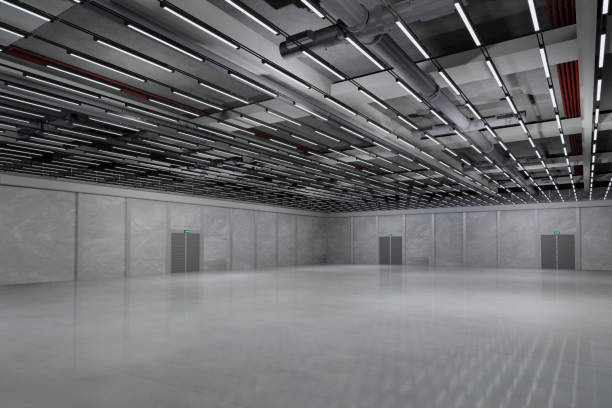 istock Empty hall exhibition centre.The backdrop for exhibition stands, booth,market,trade show.Conversation for activity,meeting.Arena for entertainment,event,sports.Indoor for Factory,showroom.3d render. 1414038339