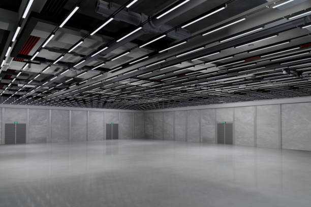istock Empty hall exhibition centre.The backdrop for exhibition stands, booth,market,trade show.Conversation for activity,meeting.Arena for entertainment,event,sports.Indoor for Factory,showroom.3d render. 1414038361