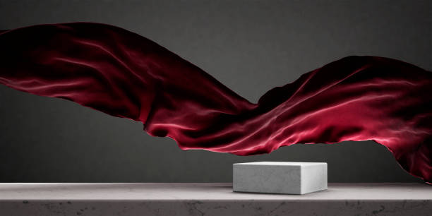 istock Product placement podium and red silk fabric 1414038530