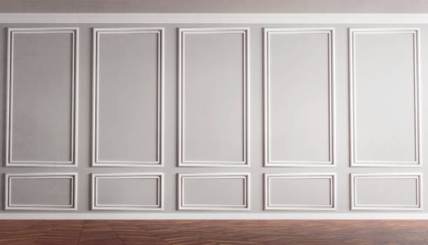 istock Classical wall molding decoration in modern empty luxury home interior. Classy home apartment mockup background. 1414038587